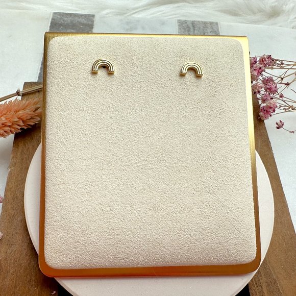Cute Mini Gold Rainbow Stud Earrings | 14k Gold Plated Sterling Silver - Picture 1 of 3